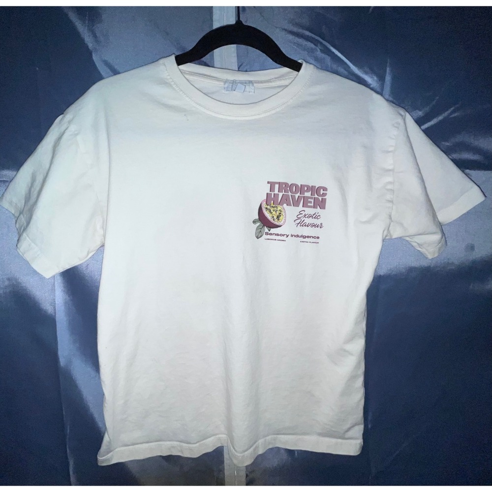 Pacific Republic Tropic Haven Graphic T-Shirt Size S Cream Tropical